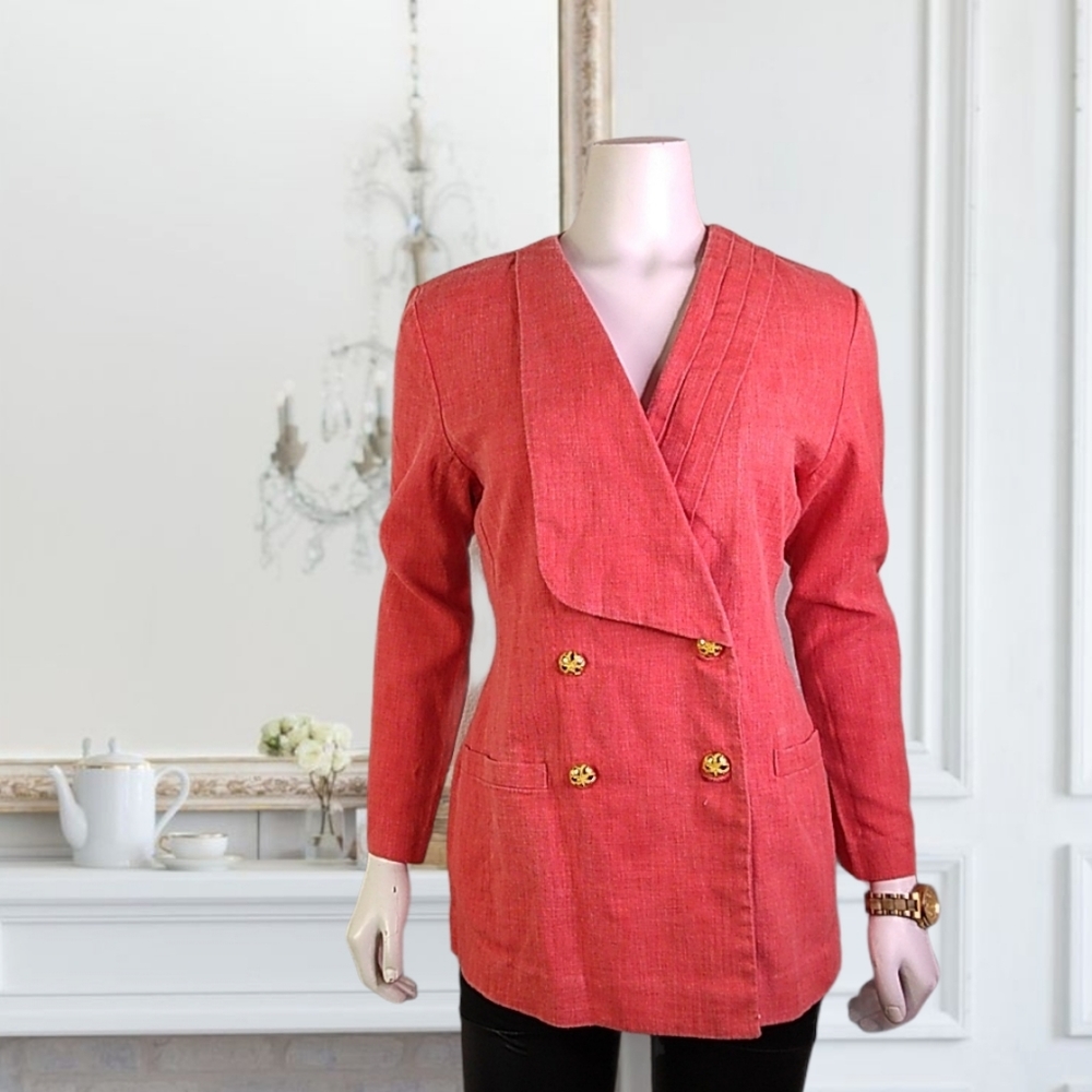 Vintage Coral linen blazer
